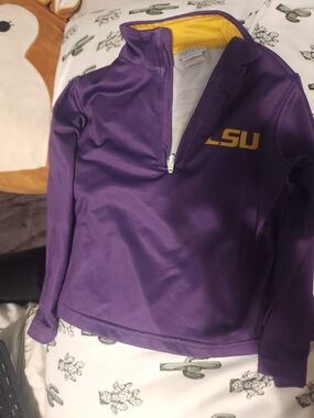 LSU Purple Quarter-Zip Kids  Pullover Sweater
